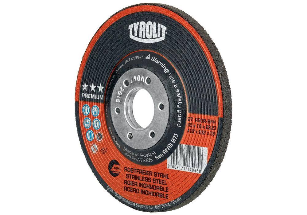 TYROLIT Schruppscheibe PREMIUM D178xS7mm Körnung 30 gekröpft Bohrung