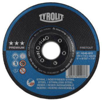 Schruppscheibe PREMIUM D125xS7mmKörnung 30 gekr.2in1 Bohr.22,23mm TYROLIT