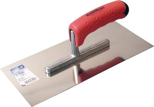 Glättekelle L.280mm B.130mm 2K-Griff Zahn 6x6mm rostfr.VA HAROMAC