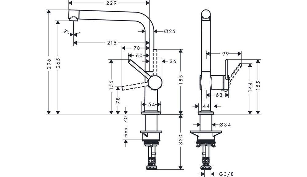 hansgrohe Spültischmischer 270 Talis M54 1 jet brushed black chrom