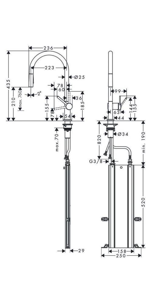 hansgrohe Spültischmischer 210 Talis M54 Ausziehbrause 2 jet sBox bru