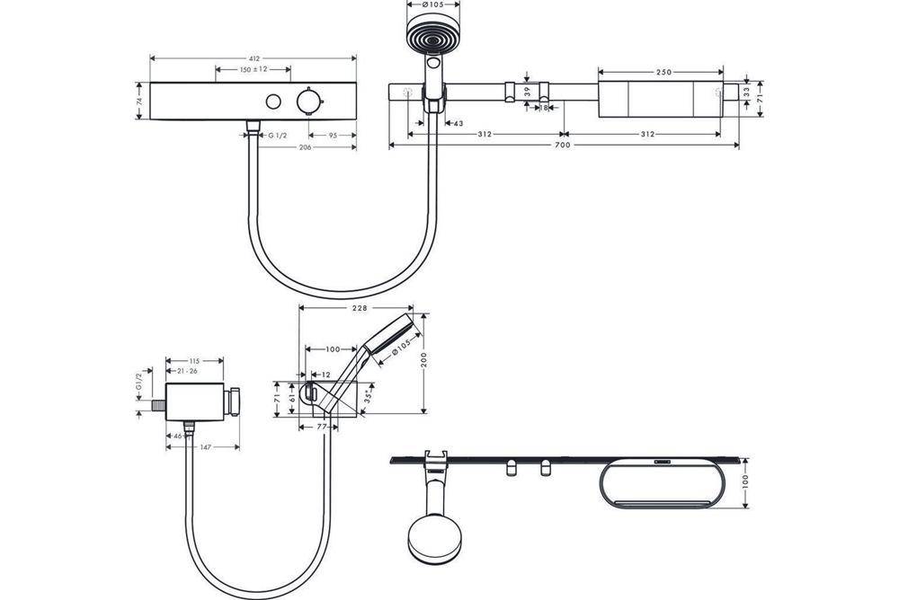 hansgrohe HG Bundle WallStoris 105 mattschwarz