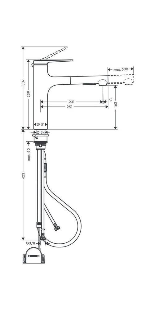 hansgrohe HG Einhebel-Spültischmischer Zesis M33 160 Ausziehbrause 2
