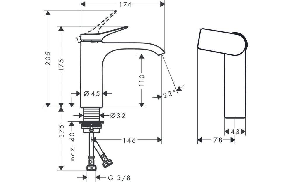 hansgrohe HG EH-WT-MI 110 VIVENIS ohne Zugstangen-Ablaufgarnitur chrom