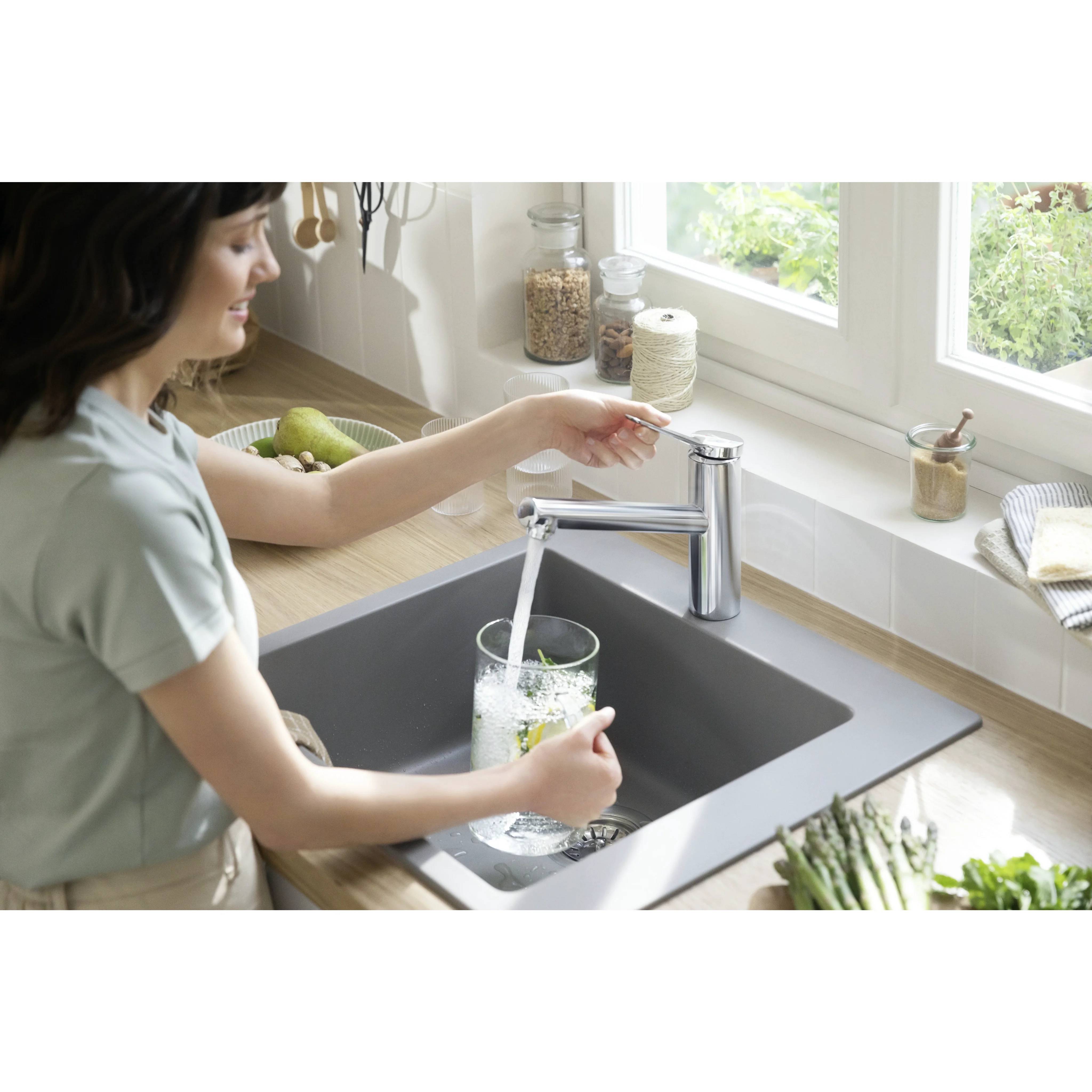 hansgrohe Zesis M33, Einhebel-Küchenmischer, 150, Niederdruck/offene Warmwasserbereiter, 1jet, Chrom, 1 Stk.
