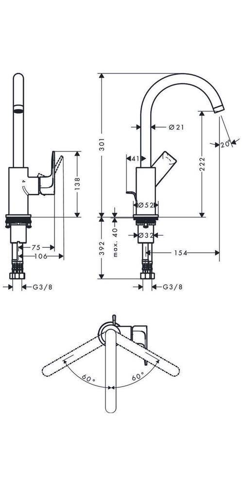 hansgrohe HG Einhebel-Waschtischmischer Rebris E 210 Schw-ausl m ZAG