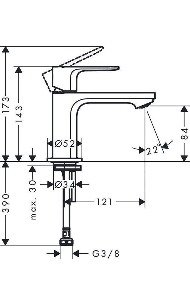 hansgrohe HG Standventil Rebris S 80, ohne Ablaufgarnitur chrom