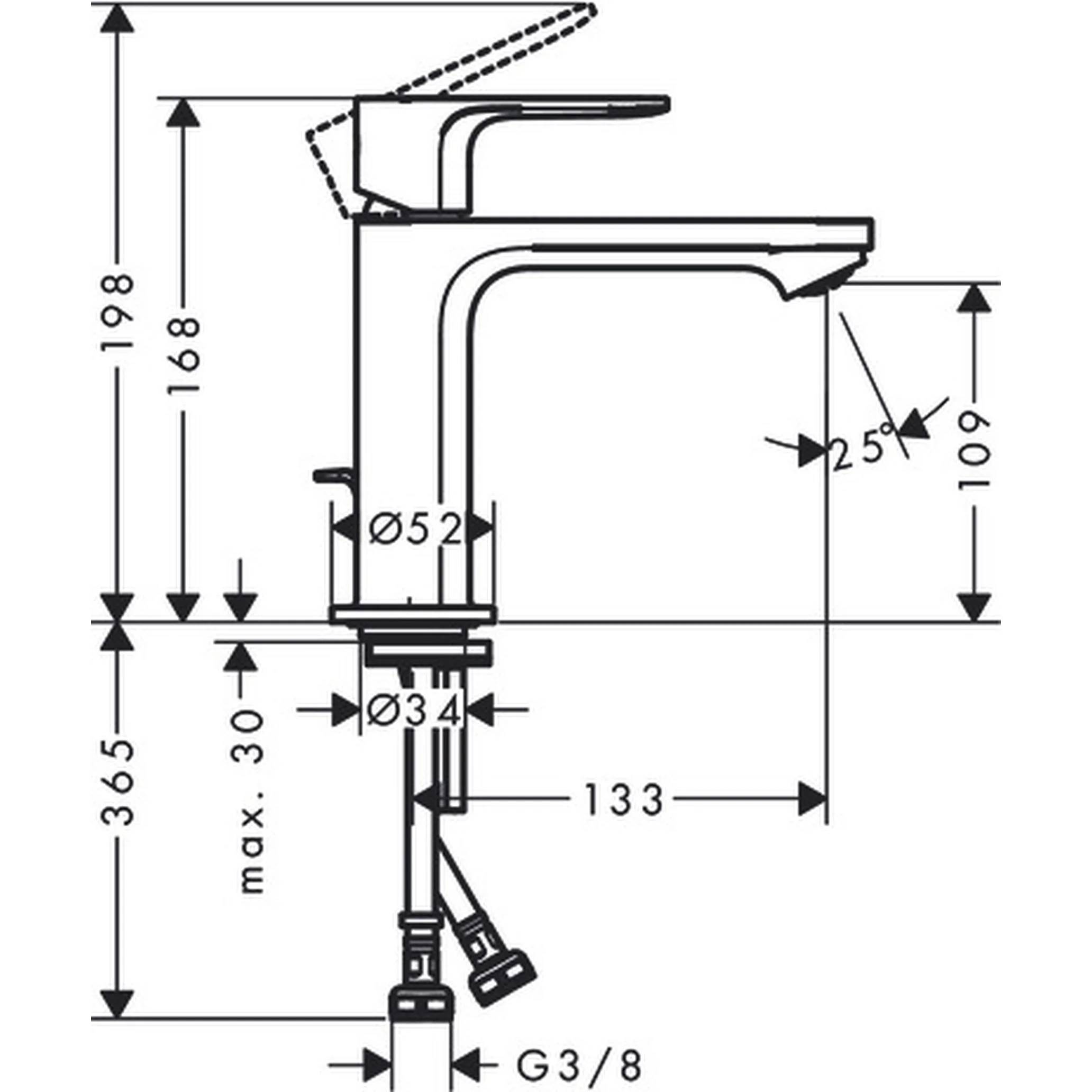 hansgrohe Einhebel-Waschtischmischer Rebris E 110 m.Zugstange MSW, 1 Stk.