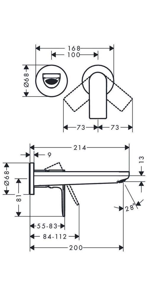 hansgrohe HG 2-L EH-WT-MI Rebris E Unterputz, für Wandmontage