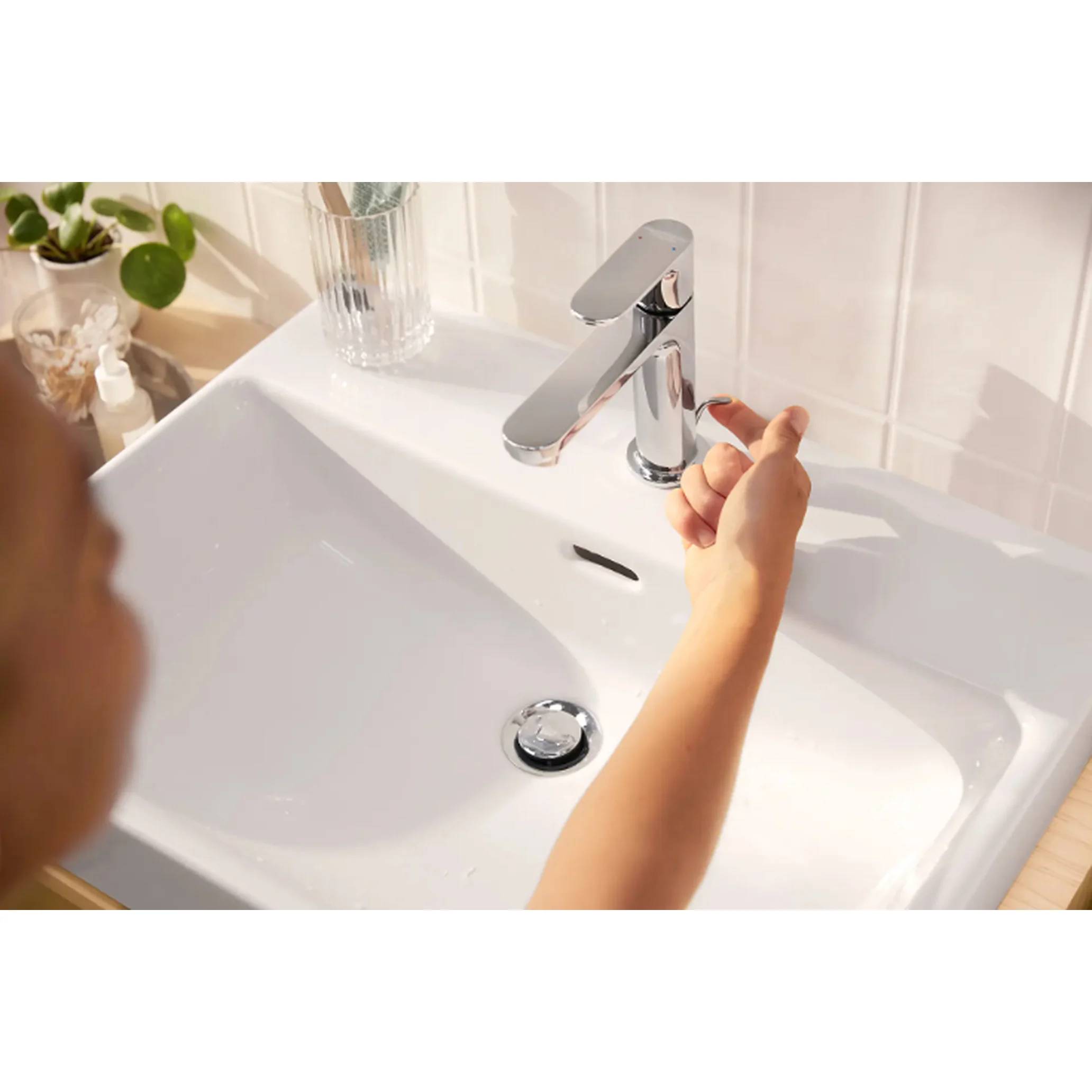 hansgrohe Einhebel-Waschtischmischer Rebris S 110 mit Zugstangen Ablaufgarnitur, Chrom, 1 Stk.