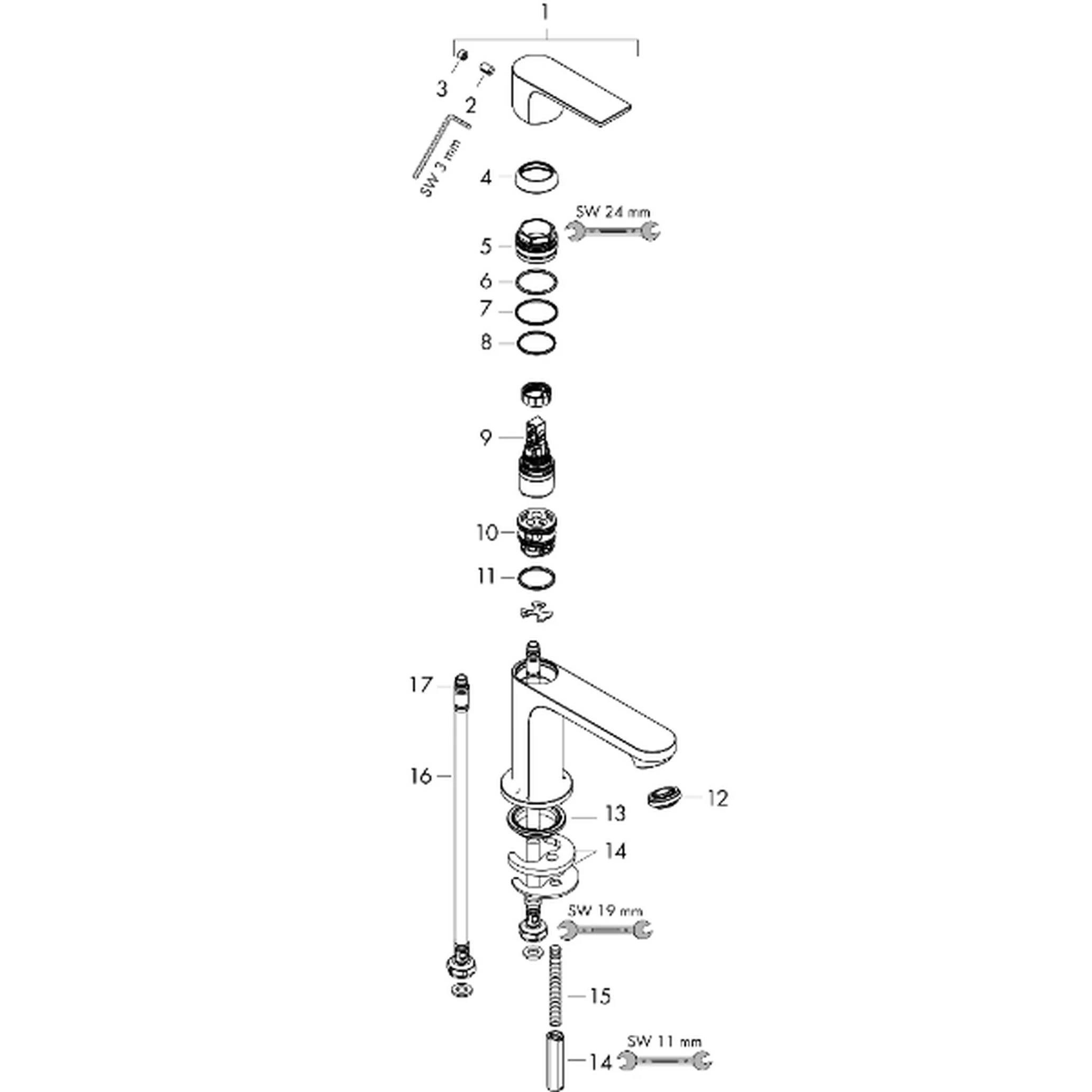 hansgrohe Einhebel-Waschtischmischer Rebris E 80 CoolStart o.Zugstange chrom, 1 Stk.