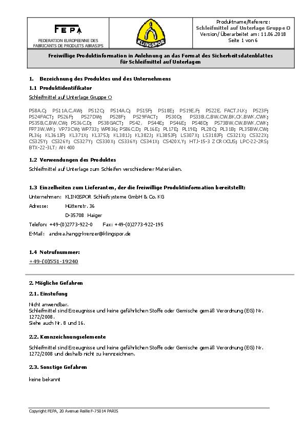 Haftschleifscheibe PS 22 K GLS 15 96mm K.60 f.HO/Metall Korund