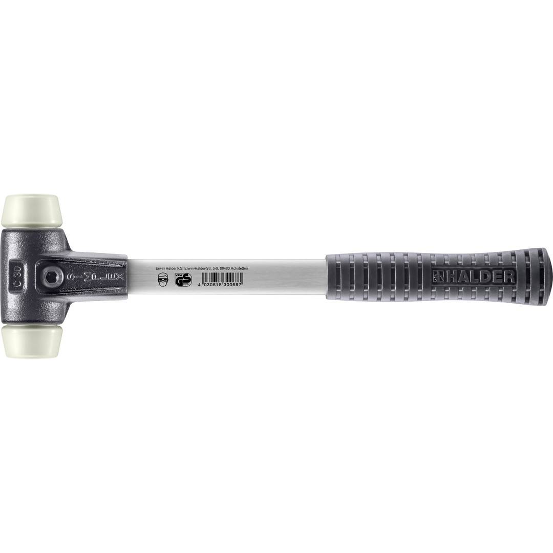 HALDER SIMPLEX Schonhammer Ø 30 mm Nylon mit verstärkem Tempergussgehäuse und Fiberglasstiel