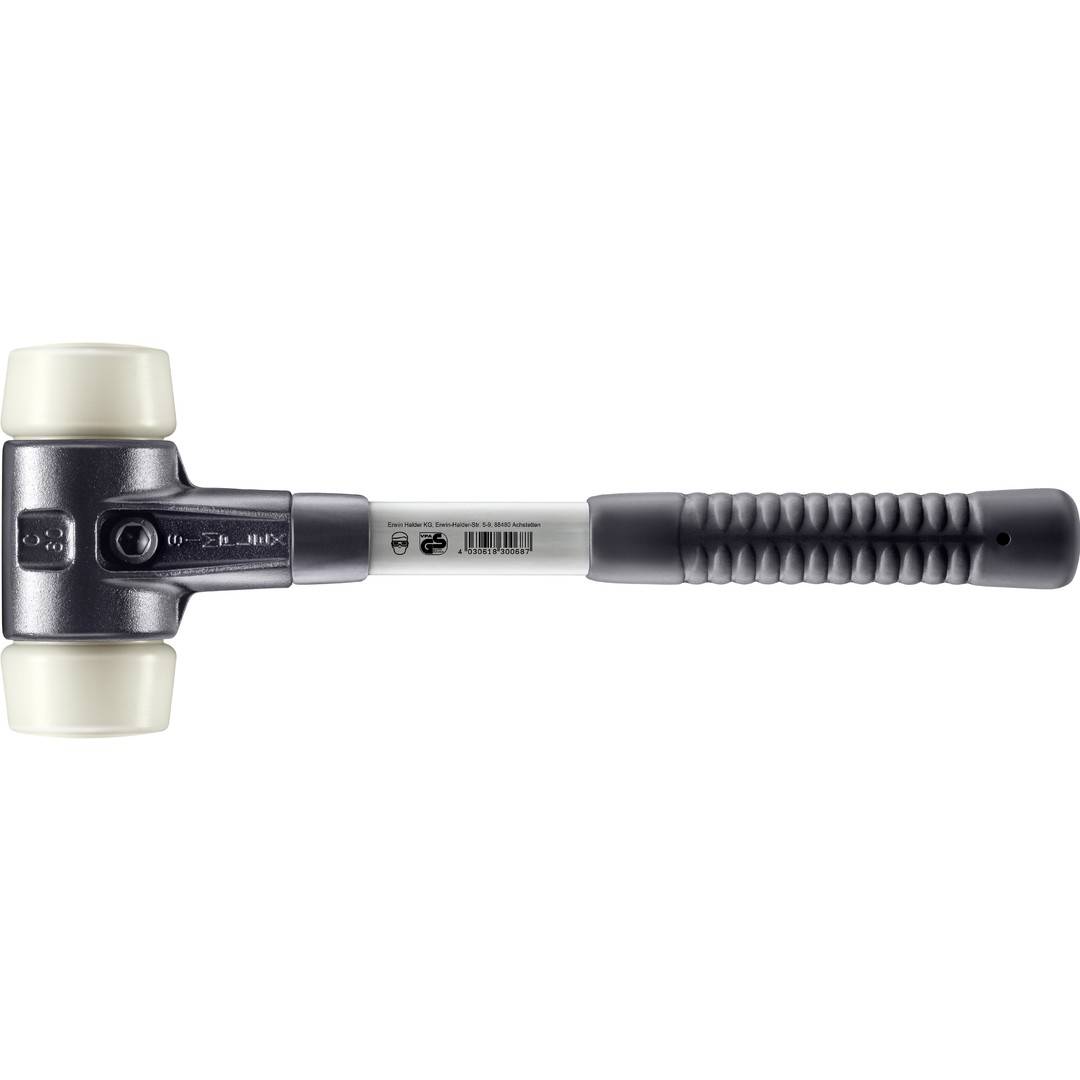 HALDER SIMPLEX Schonhammer Ø 60 mm Nylon mit verstärkem Tempergussgehäuse und Fiberglasstiel