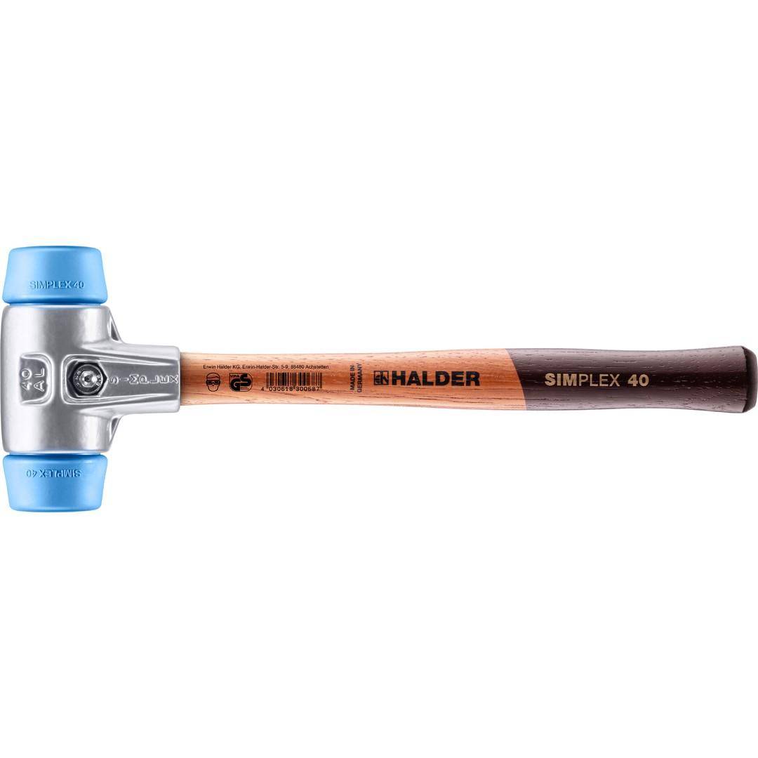 HALDER SIMPLEX-Schonhammer, TPE-soft; mit Aluminiumgehäuse und