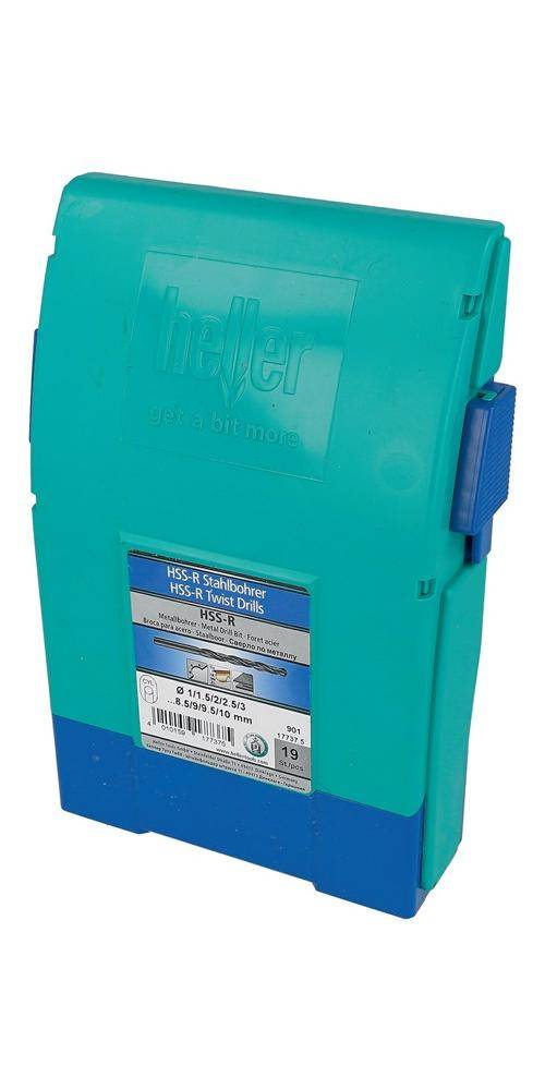 HELLER Spiralbohrersatz DIN 338 Typ RN 0901 19-tlg. D.1,0-10,0mm HSS