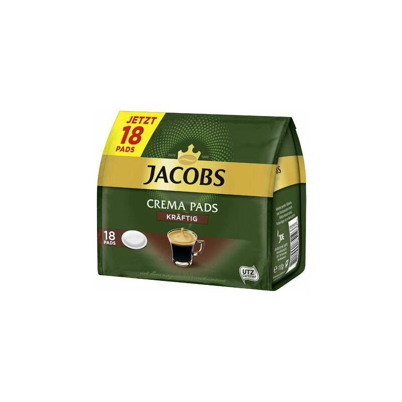 JAKOBS Kaffeepads CREMA PADS KRÄFTIG, 18er Packung