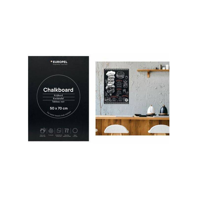 EUROPEL Kreidetafel ohne Rahmen, 420 x 600 mm, schwarz