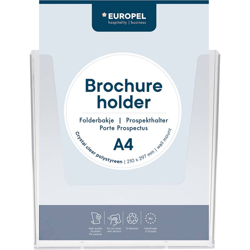 EUROPEL Wand-Prospekthalter, A4 hoch, 1 Fach, glasklar
