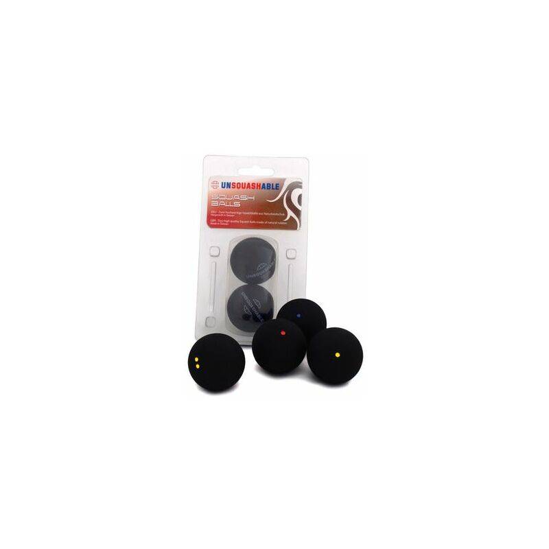 UNSQUASHABLE Squashball, schwarz, langsam, 2er Blister
