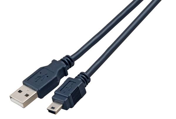 USB2.0 Anschlusskabel A-Mini B -- (5polig), St.-St., 1,5m, schwarz, Class Multimedia USB Kabel