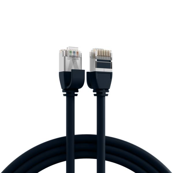 RJ45 Patchkabel Cat.6A U/FTP TPE -- 4mm ultraflex schwarz 0,5m Kupferverkabelung