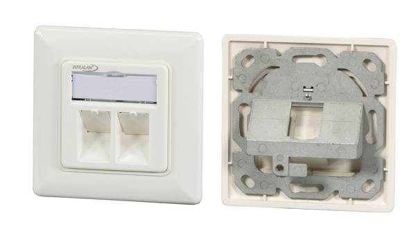 INFRALAN® 2-Port Rahmenset, RAL9010, für -- alle Keystone Module Kupferverkabelung Netzwerkdose +