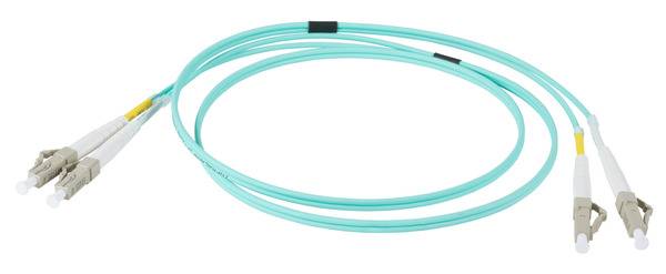 INFRALAN® Duplex Patchkabel LC-LC OM3 -- 1,5m LSZH 2mm aqua Glasfaserverkabelung Glasfaser OM3