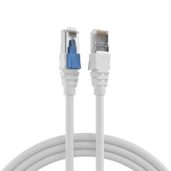RJ45 Patchkabel Cat.6A S/FTP LSZH -- BC AWG26 abschließbar weiß 1m Kupferverkabelung