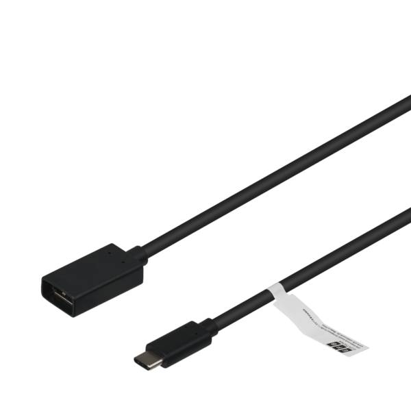 Zwei schwarze USB-Kabel, eines mit einem normalen USB-A-Anschluss und ein anderes mit einem USB-C-Anschluss. Das Kabel ist mit 'DELL' beschriftet.