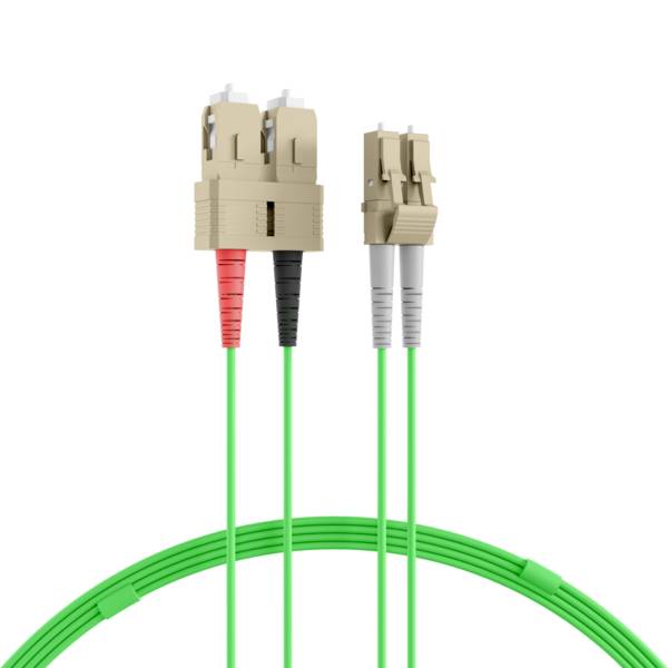 INFRALAN® Duplex Patchkabel LC-SC OM5 -- 0,5m LSZH 2mm limettengrün Glasfaserverkabelung Glasfaser
