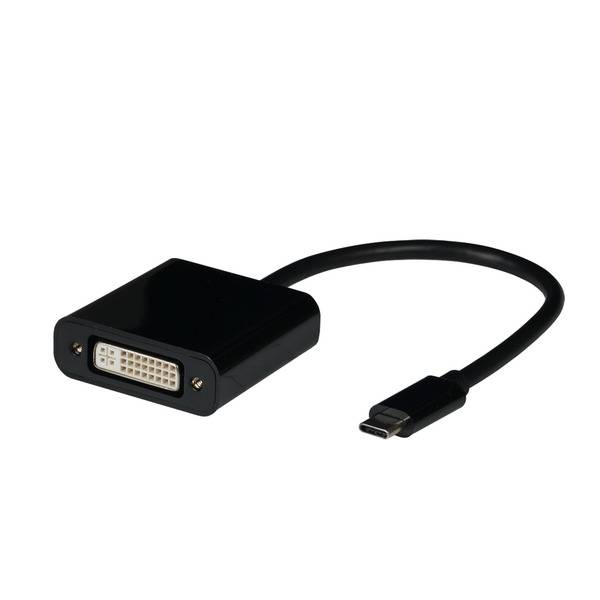 USB Typ C - DVI Adapter, 1080P, schwarz Multimedia USB Adapter