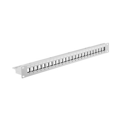 Verteilerfeld 19 1HE, 24-Port, -- Metall, grau RAL7035 Kupferverkabelung Keystone + Adapter