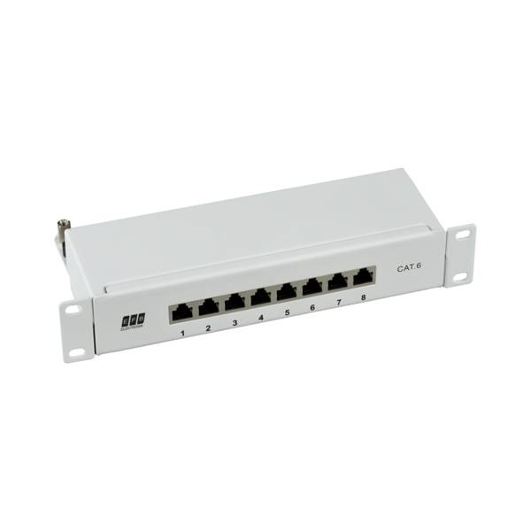 Mini-Patchpanel STP 8xRJ45 Cat.6, 10? -- 1HE, RAL7035 grau Kupferverkabelung Patchpanel geschirmt
