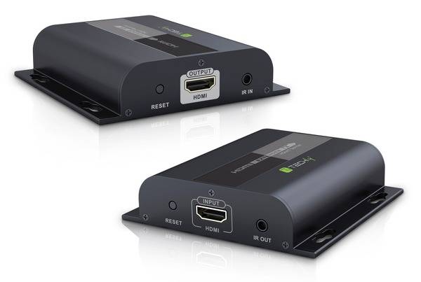 Zwei HDMI-Extender, einer mit der Beschriftung 