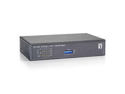 10-Port Fast Ethernet PoE+ Switch, 8x FE -- PoE+, + 1x GE RJ45, +1x GE SFP (120W) Aktive LAN Switch
