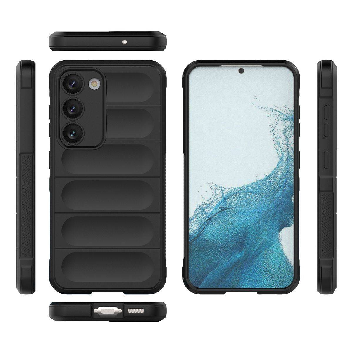 Für Samsung Galaxy S23 TPU / PC Design Magic Shield + Flanell Cover Handy Tasche Hülle Schutz Etuis Schwarz Neu