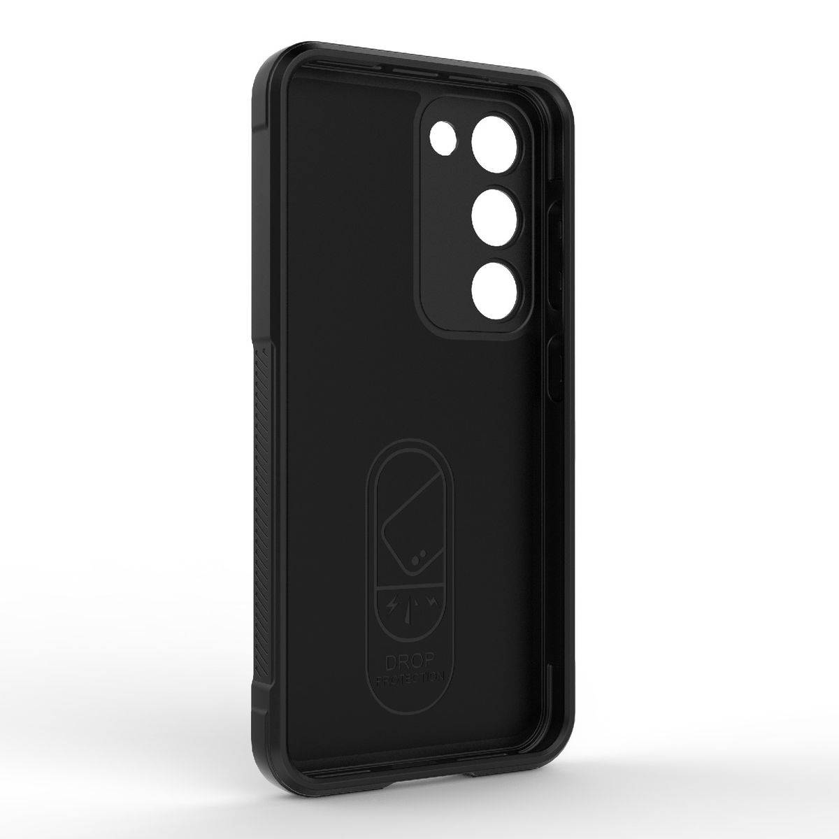 Für Samsung Galaxy S23 TPU / PC Design Magic Shield + Flanell Cover Handy Tasche Hülle Schutz Etuis Schwarz Neu