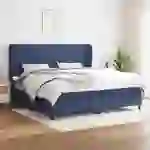 vidaXL Boxspringbett mit Matratze Blau 200x200 cm Stoff vidaXL Boxspringbett mit Matratze Blau 200x200 cm Stoff