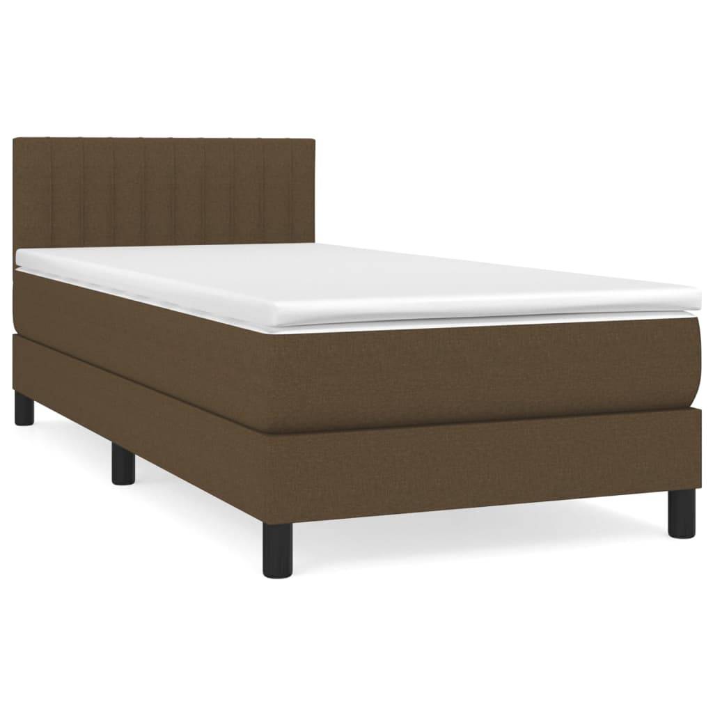 vidaXL Boxspringbett mit Matratze Dunkelbraun 90x190 cm Stoff