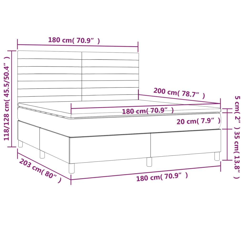 vidaXL Boxspringbett mit Matratze Taupe 180x200 cm Stoff