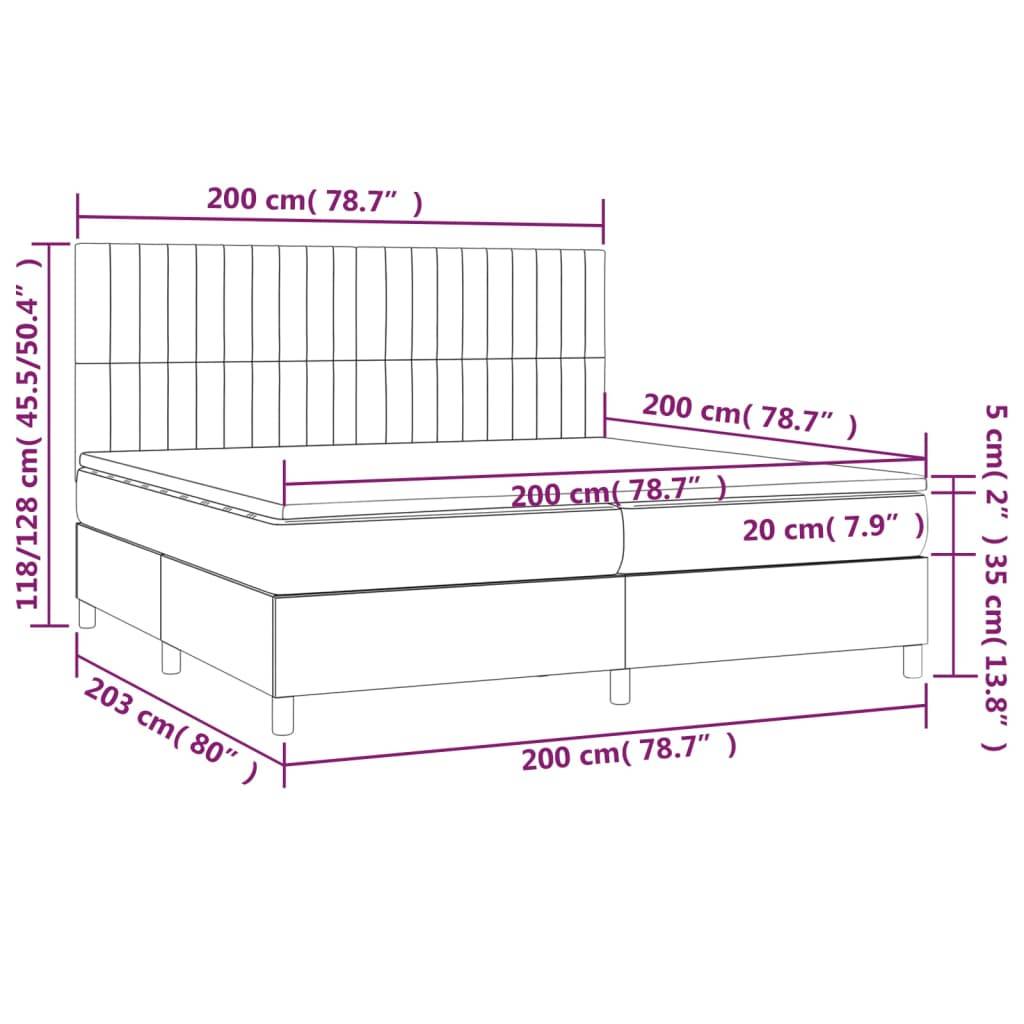 vidaXL Boxspringbett mit Matratze Hellgrau 200x200 cm Stoff