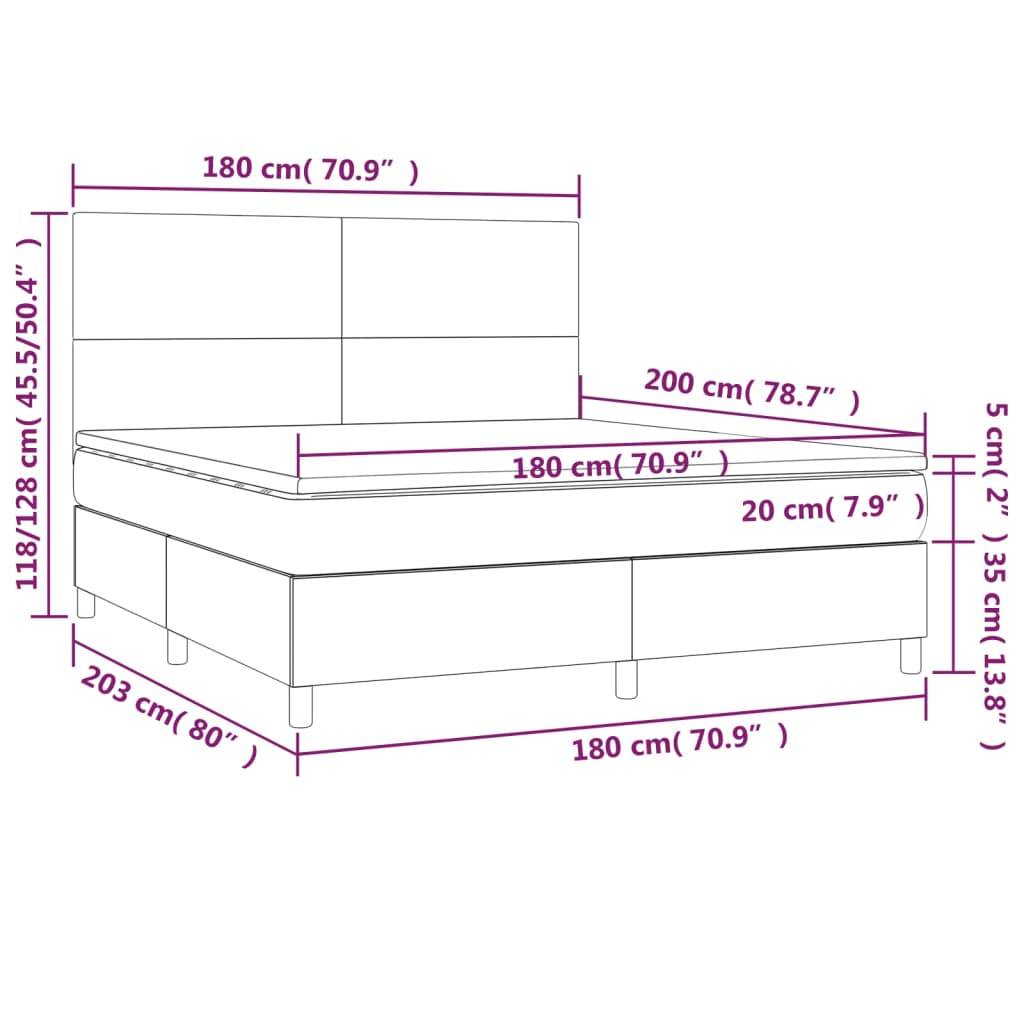 vidaXL Boxspringbett mit Matratze Blau 180x200 cm Stoff