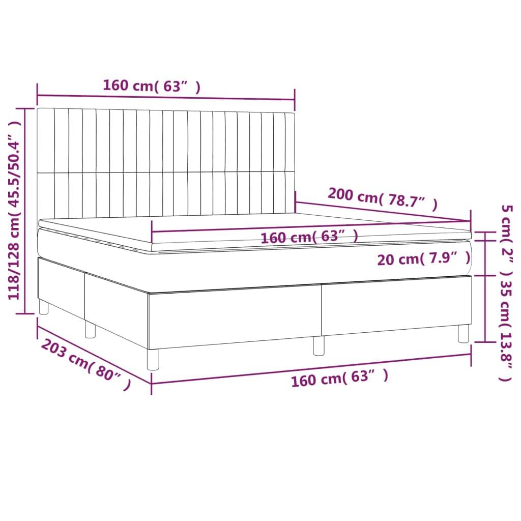 vidaXL Boxspringbett mit Matratze Dunkelgrün 160x200 cm Samt