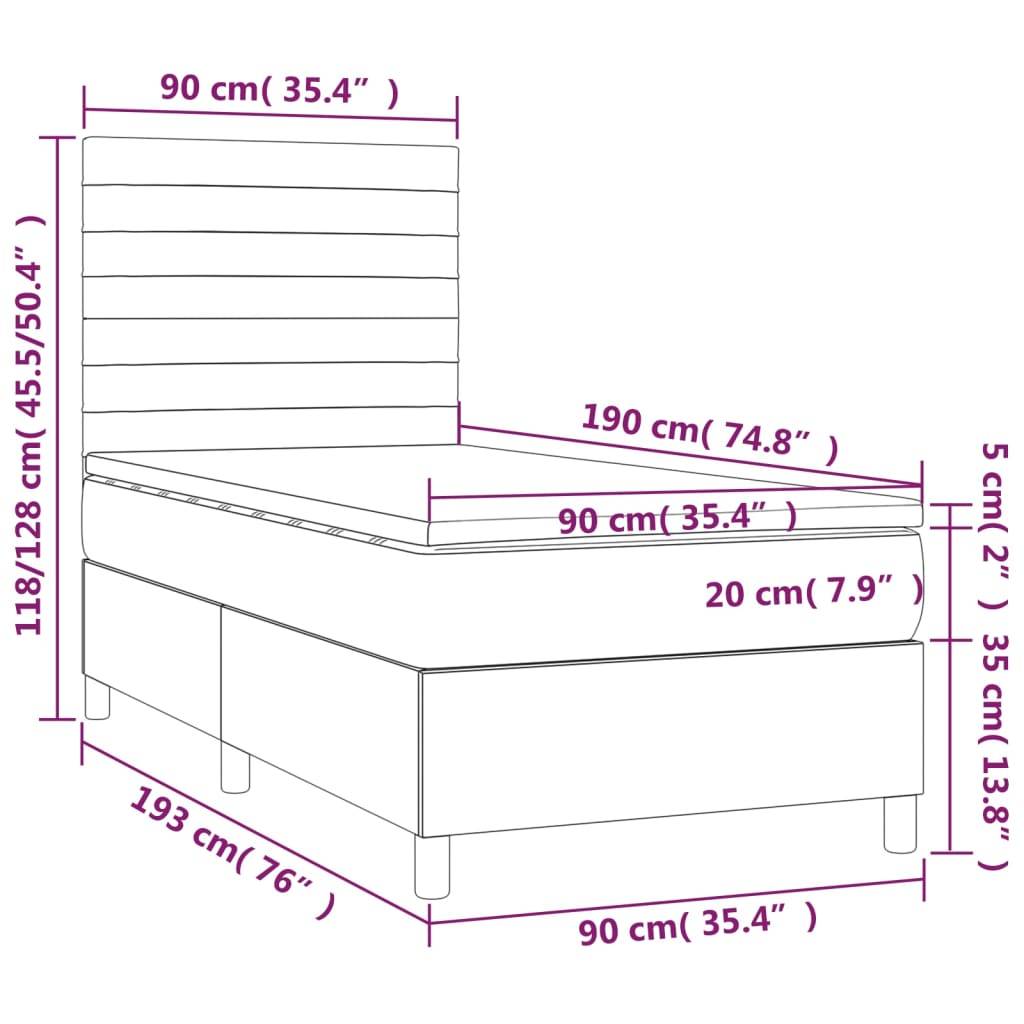 vidaXL Boxspringbett mit Matratze Dunkelbraun 90x190 cm Stoff