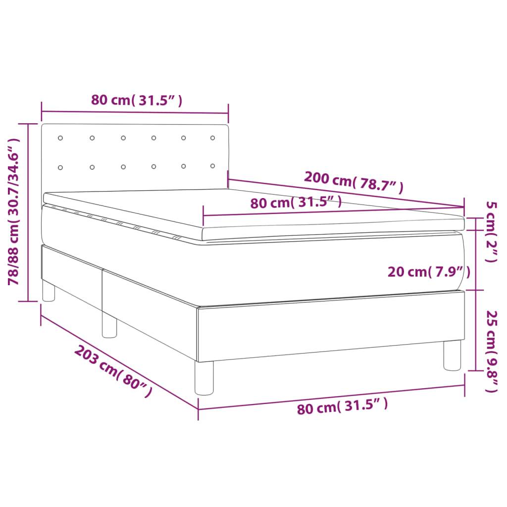 vidaXL Boxspringbett mit Matratze & LED Dunkelgrün 80x200 cm Samt