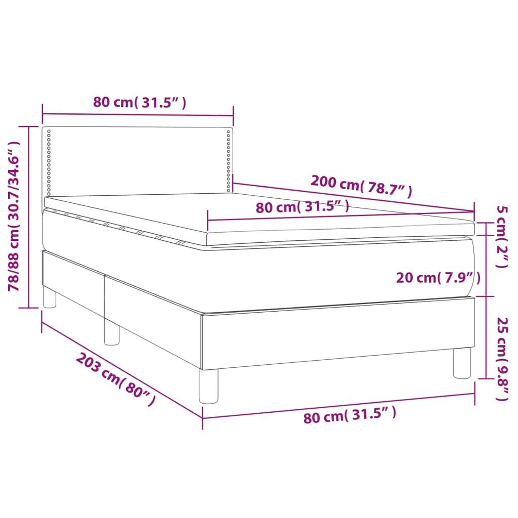 vidaXL Boxspringbett mit Matratze Schwarz 80x200 cm Stoff