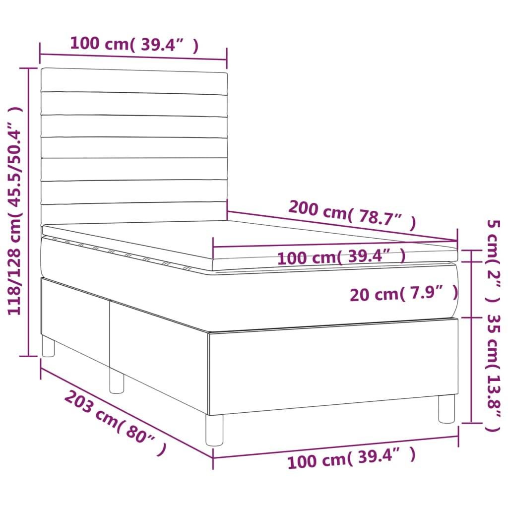 vidaXL Boxspringbett mit Matratze Schwarz 100x200 cm Samt