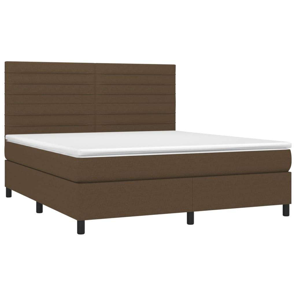 vidaXL Boxspringbett mit Matratze &amp; LED Dunkelbraun 160x200 cm Stoff