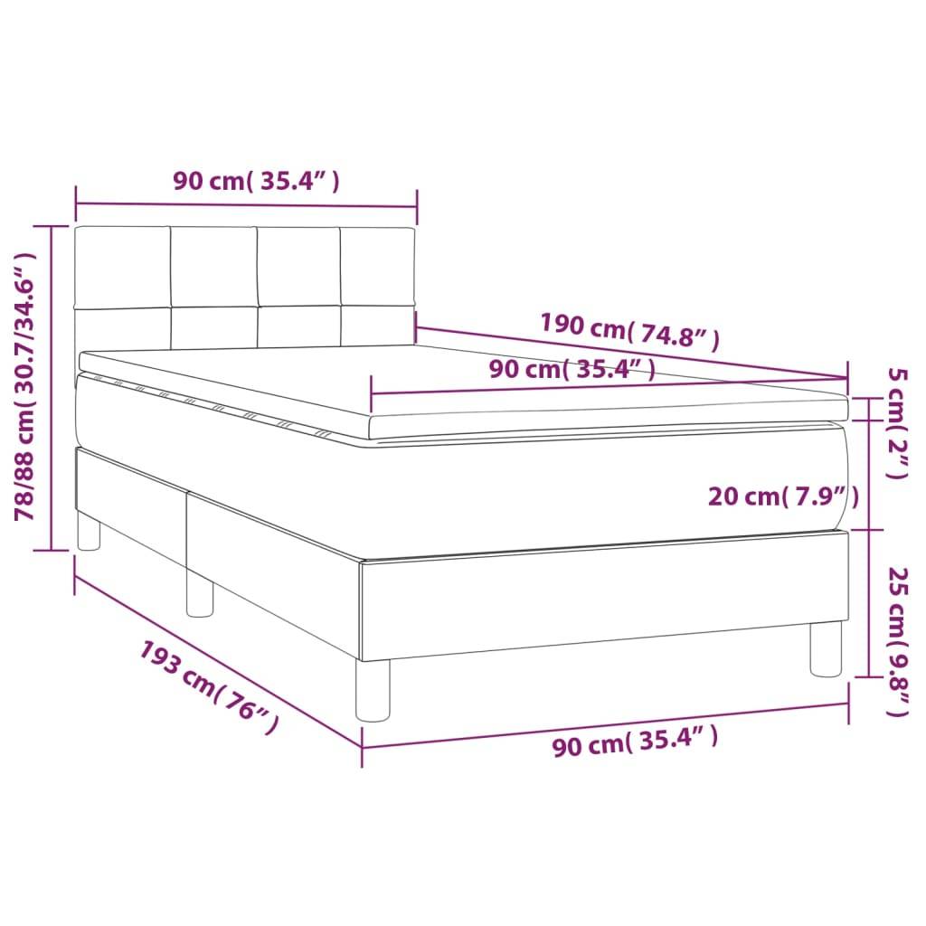 vidaXL Boxspringbett mit Matratze Blau 90x190 cm Stoff